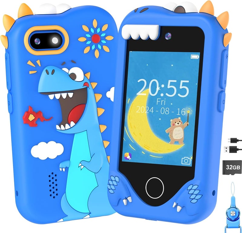 Yosfeng Kids Smart Phone for Girls Gifts - Toddler Christmas Birthday Gift for Age 3 4 5 6 Year Old, Kids Cell Phone Toy with Touchscreen, Dual Cameras, Learning, Kid Mp3 Player, Games with 32 GB Card - Image 1